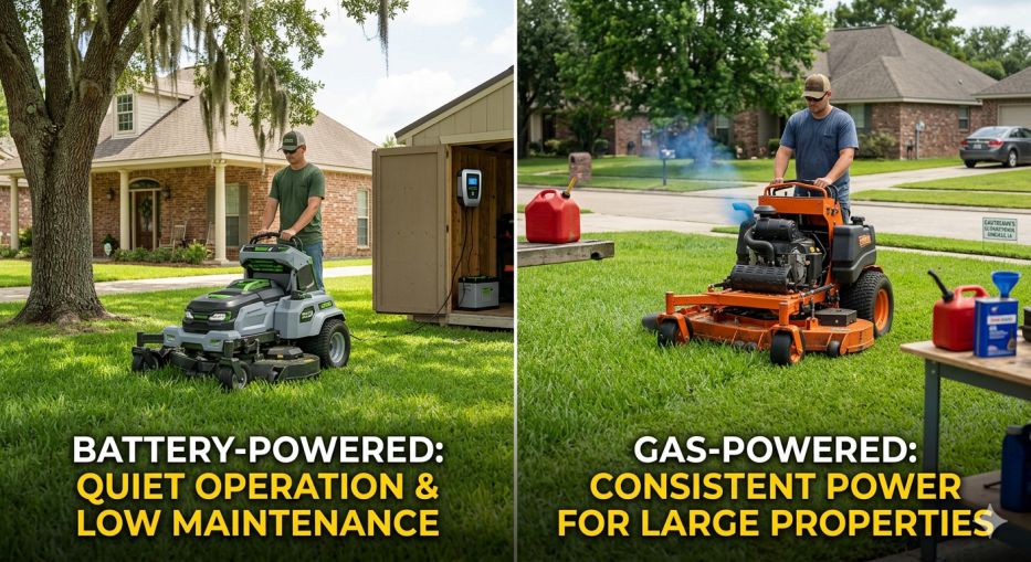 Battery-Powered vs. Gas Mowers in Louisiana